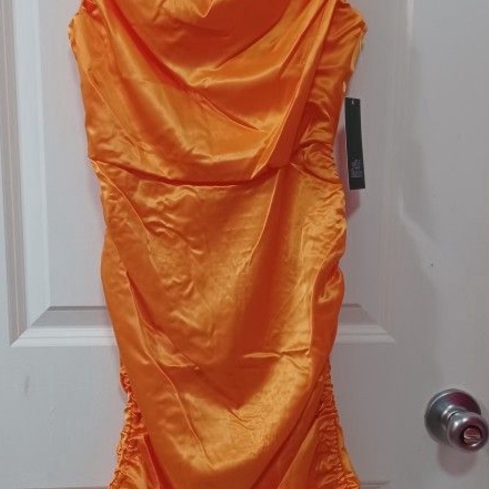 Vibrant Orange Satin Dress
